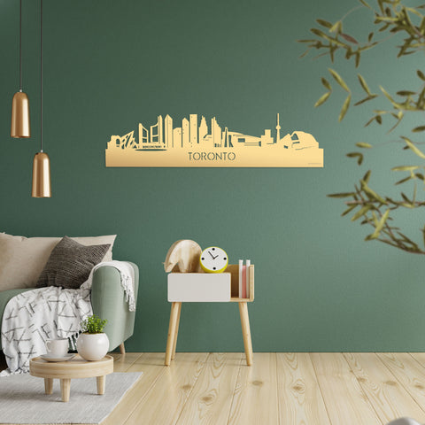 Skyline Toronto Metallic Goud gerecycled kunststof cadeau decoratie relatiegeschenk van WoodWideCities