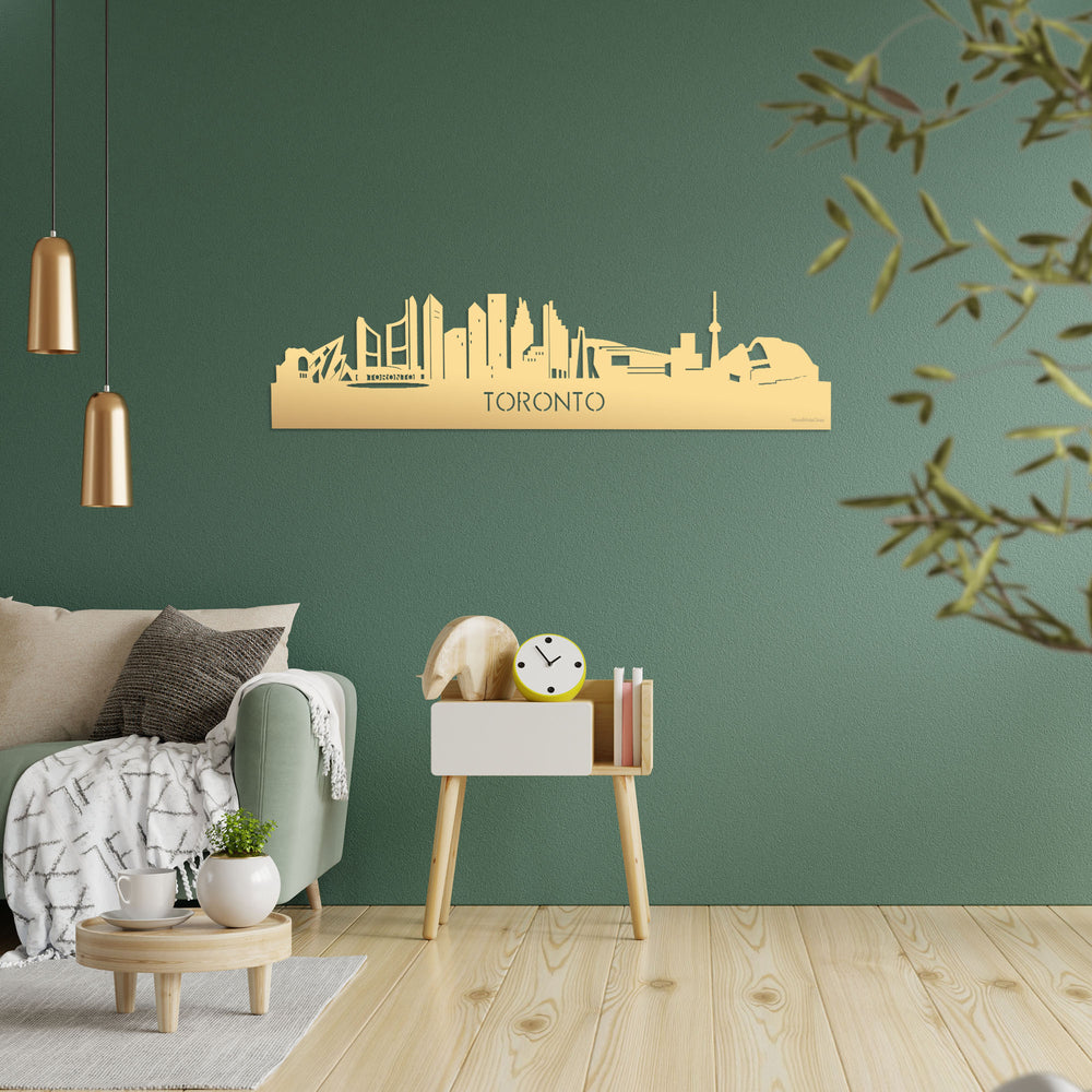 Skyline Toronto Metallic Goud gerecycled kunststof cadeau decoratie relatiegeschenk van WoodWideCities
