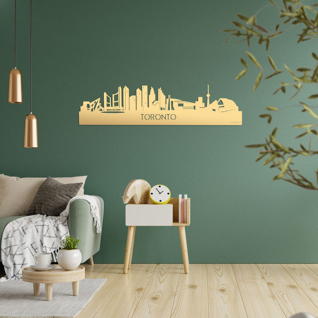 Skyline Toronto Metallic Goud gerecycled kunststof cadeau decoratie relatiegeschenk van WoodWideCities