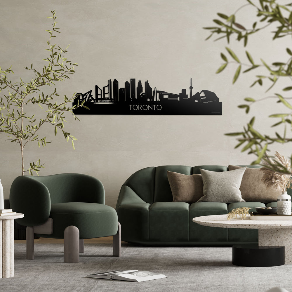 Skyline Toronto Zwart glanzend gerecycled kunststof cadeau decoratie relatiegeschenk van WoodWideCities