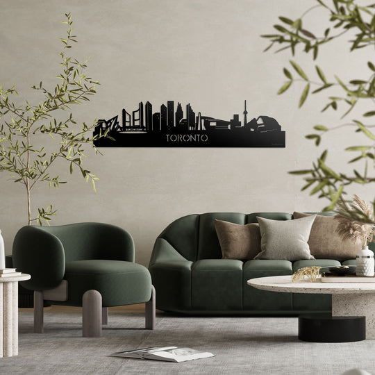 Skyline Toronto Zwart glanzend gerecycled kunststof cadeau decoratie relatiegeschenk van WoodWideCities