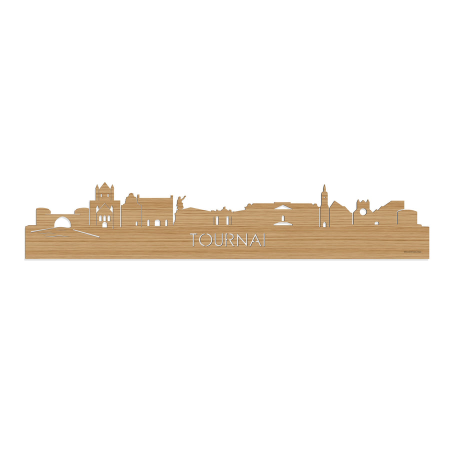 Skyline Tournai Bamboe houten cadeau decoratie relatiegeschenk van WoodWideCities