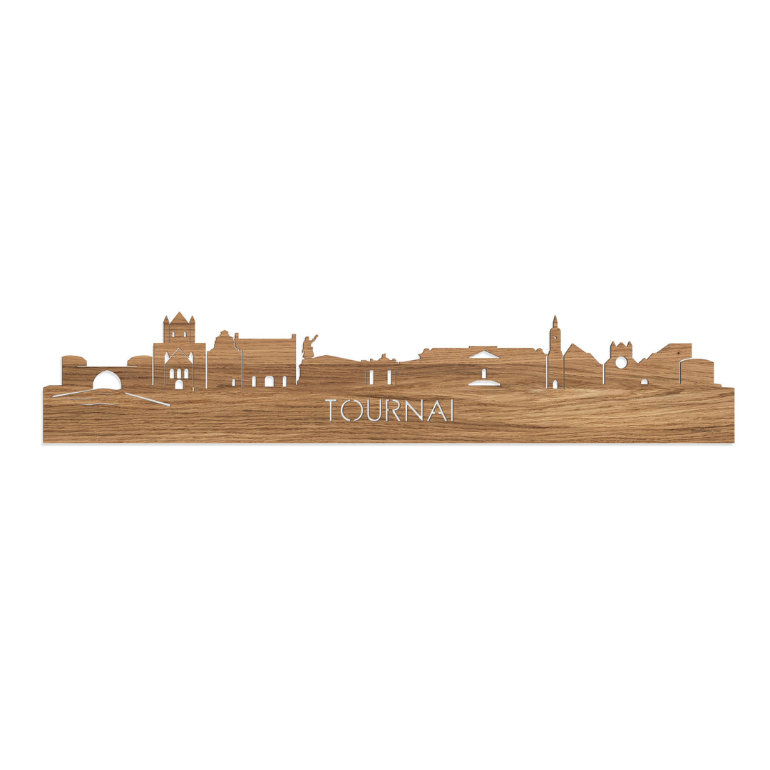 Skyline Tournai Eiken houten cadeau decoratie relatiegeschenk van WoodWideCities