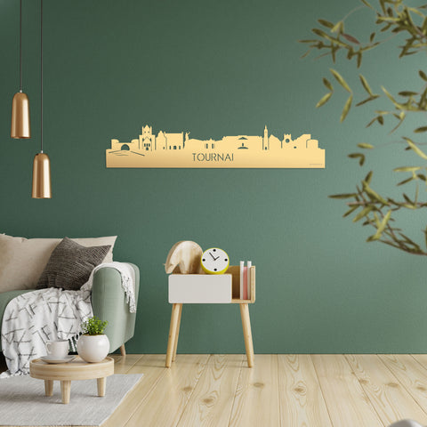 Skyline Tournai Metallic Goud gerecycled kunststof cadeau decoratie relatiegeschenk van WoodWideCities