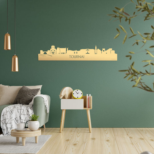 Skyline Tournai Metallic Goud gerecycled kunststof cadeau decoratie relatiegeschenk van WoodWideCities