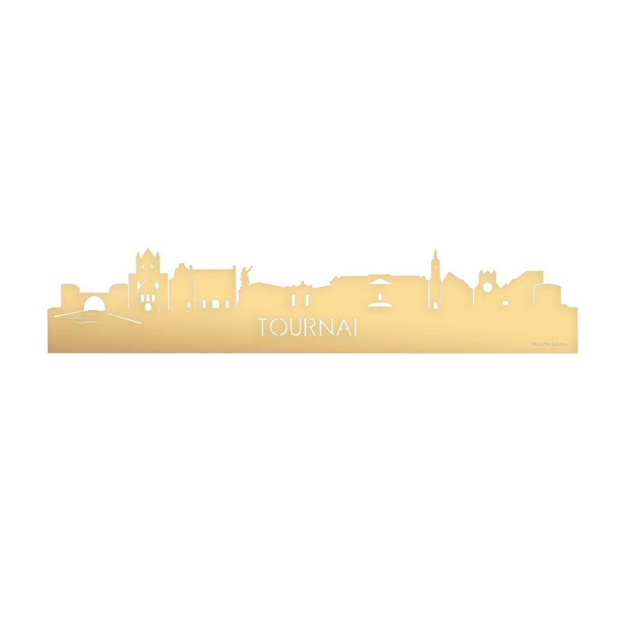 Skyline Tournai Metallic Goud gerecycled kunststof cadeau decoratie relatiegeschenk van WoodWideCities