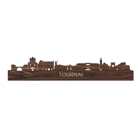 Skyline Tournai Noten houten cadeau decoratie relatiegeschenk van WoodWideCities