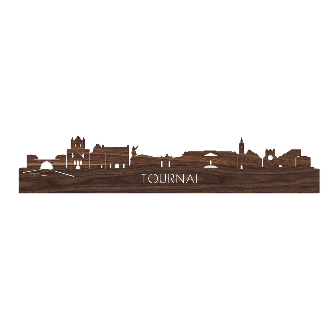 Skyline Tournai Noten houten cadeau decoratie relatiegeschenk van WoodWideCities
