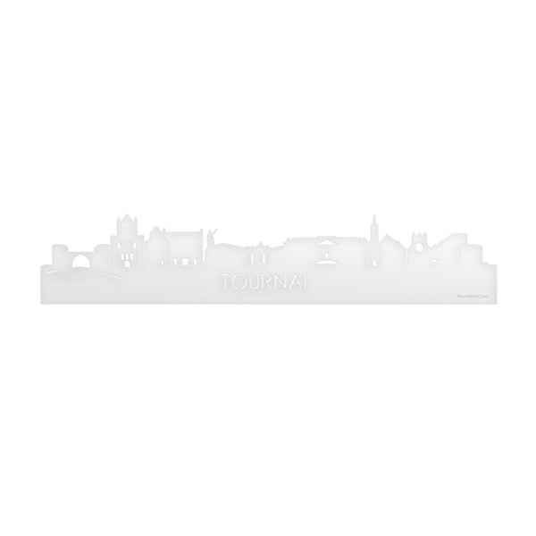 Skyline Tournai Wit glanzend gerecycled kunststof cadeau decoratie relatiegeschenk van WoodWideCities