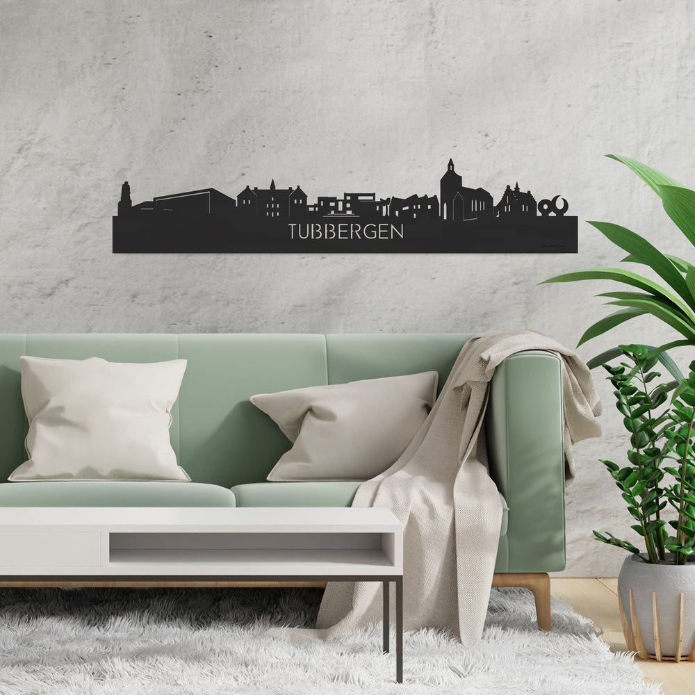 Skyline Tubbergen Zwart houten cadeau decoratie relatiegeschenk van WoodWideCities