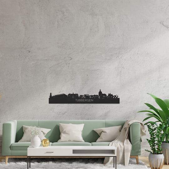 Skyline Tubbergen Zwart houten cadeau decoratie relatiegeschenk van WoodWideCities