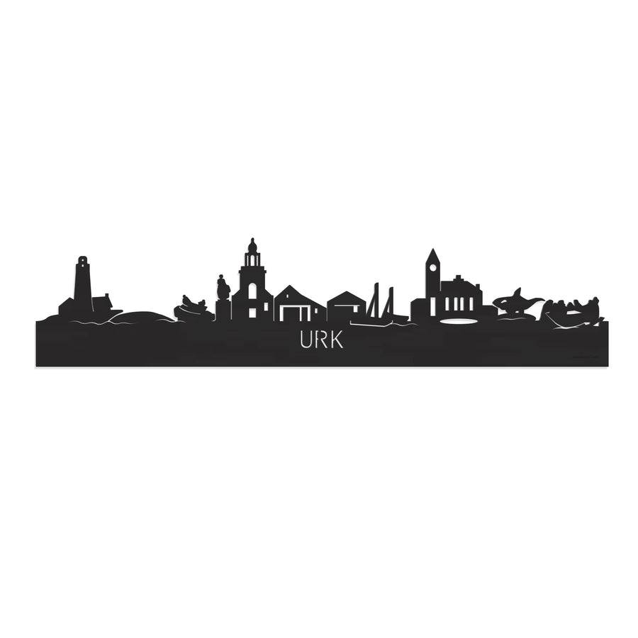 Skyline Urk Zwart houten cadeau decoratie relatiegeschenk van WoodWideCities