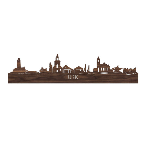 Skyline Urk Noten houten cadeau decoratie relatiegeschenk van WoodWideCities