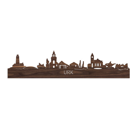 Skyline Urk Noten houten cadeau decoratie relatiegeschenk van WoodWideCities