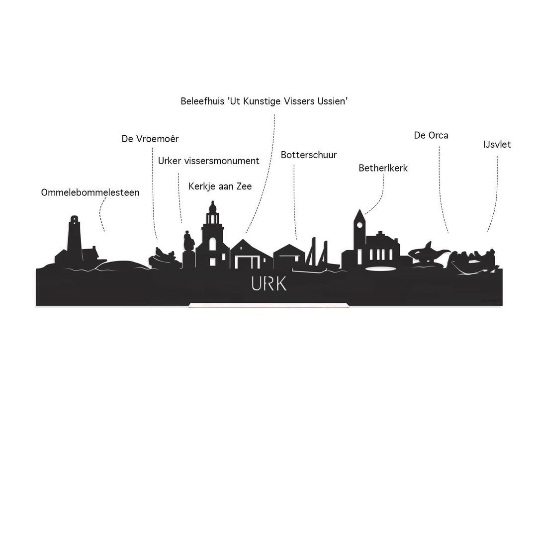 Skyline Urk Wit glanzend gerecycled kunststof cadeau decoratie relatiegeschenk van WoodWideCities