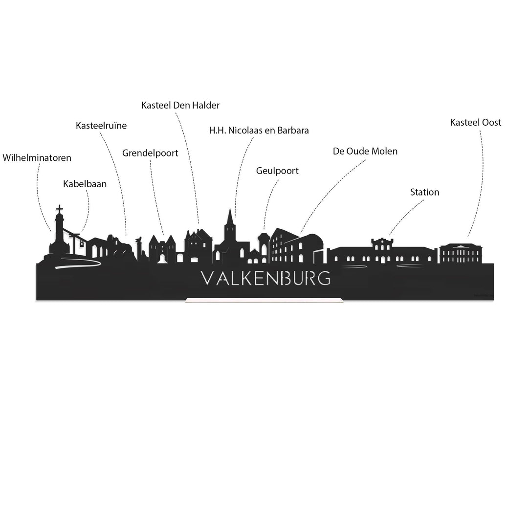 Skyline Valkenburg Palissander houten cadeau decoratie relatiegeschenk van WoodWideCities