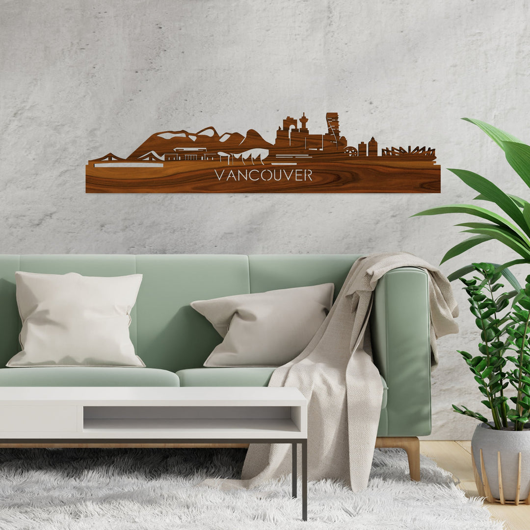 Skyline Vancouver Palissander houten cadeau decoratie relatiegeschenk van WoodWideCities