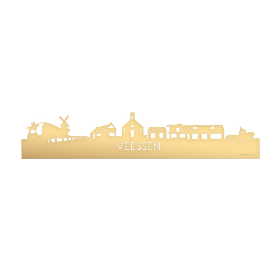 Skyline Veessen Metallic Goud gerecycled kunststof cadeau decoratie relatiegeschenk van WoodWideCities