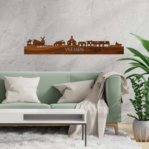 Skyline Veessen Palissander houten cadeau decoratie relatiegeschenk van WoodWideCities