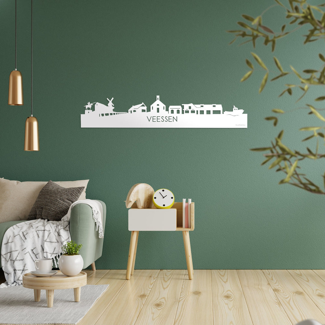 Skyline Veessen Wit glanzend gerecycled kunststof cadeau decoratie relatiegeschenk van WoodWideCities