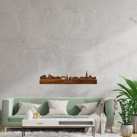 Skyline Veghel Palissander houten cadeau decoratie relatiegeschenk van WoodWideCities