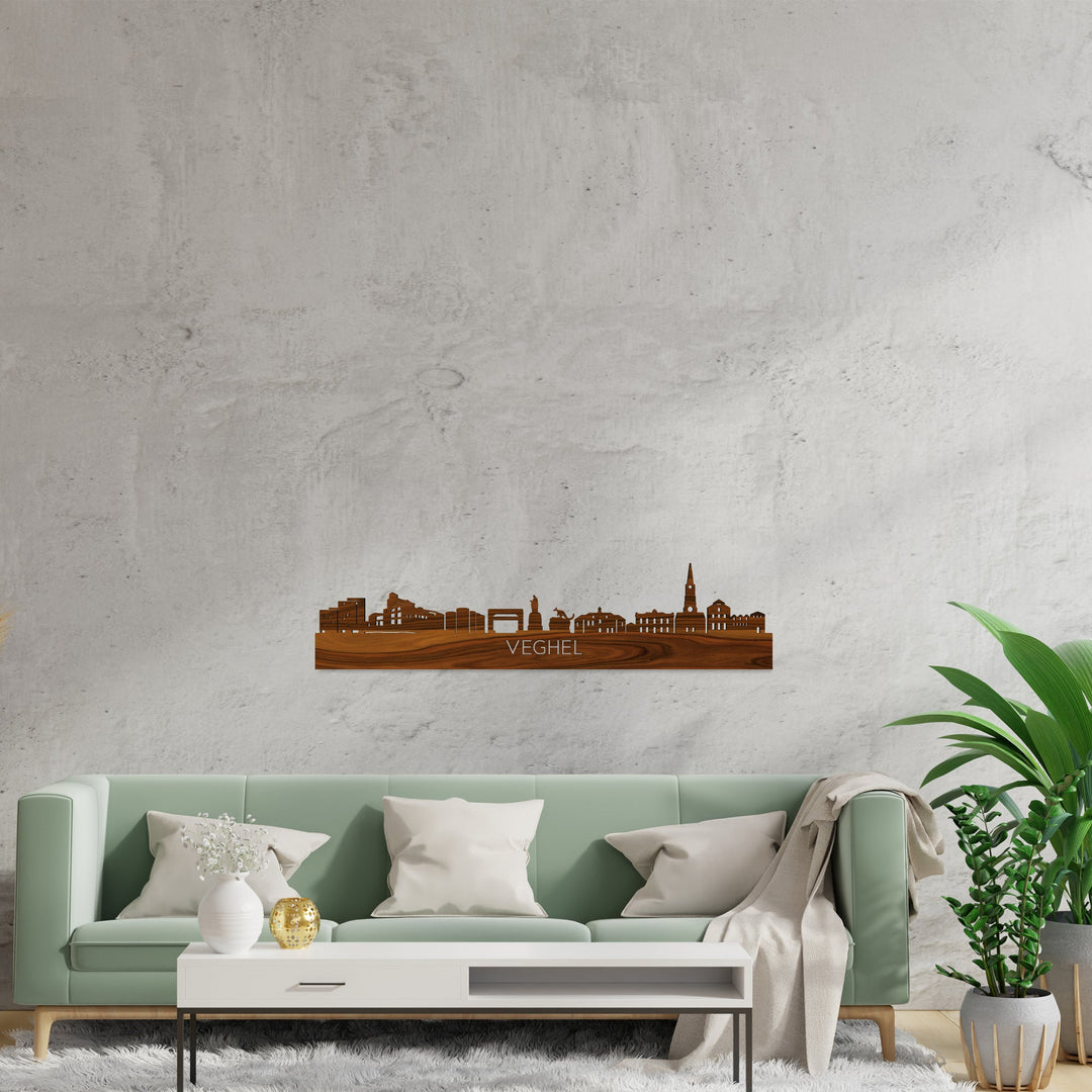 Skyline Veghel Palissander houten cadeau decoratie relatiegeschenk van WoodWideCities