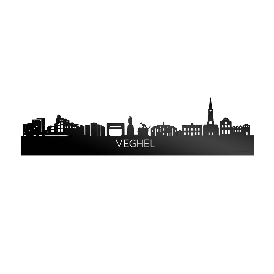 Skyline Veghel Zwart glanzend gerecycled kunststof cadeau decoratie relatiegeschenk van WoodWideCities