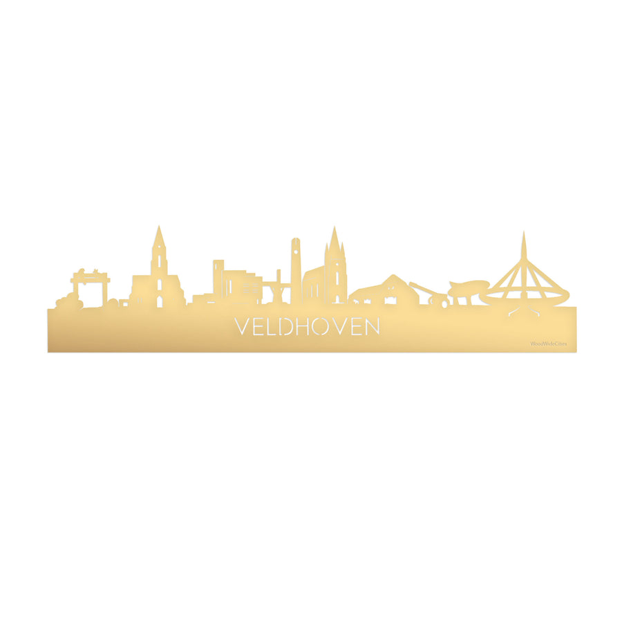 Skyline Veldhoven Metallic Goud gerecycled kunststof cadeau decoratie relatiegeschenk van WoodWideCities