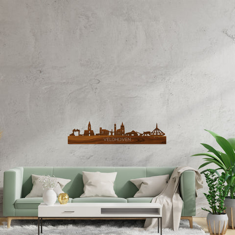 Skyline Veldhoven Palissander houten cadeau decoratie relatiegeschenk van WoodWideCities