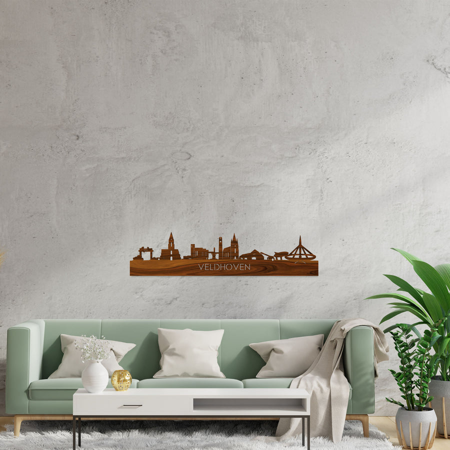 Skyline Veldhoven Palissander houten cadeau decoratie relatiegeschenk van WoodWideCities