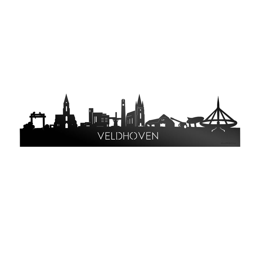 Skyline Veldhoven Zwart glanzend gerecycled kunststof cadeau decoratie relatiegeschenk van WoodWideCities