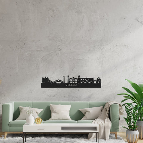 Skyline Venezia Zwart houten cadeau decoratie relatiegeschenk van WoodWideCities