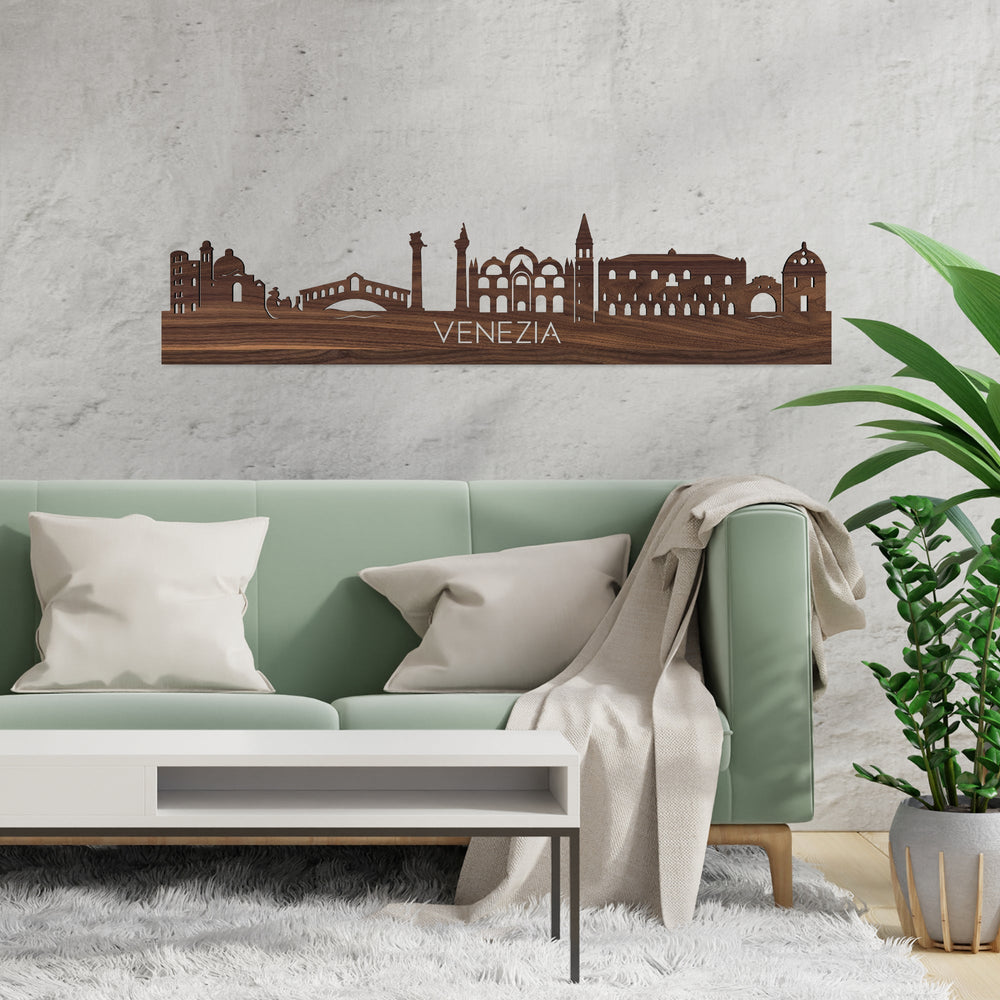 Skyline Venezia Noten houten cadeau decoratie relatiegeschenk van WoodWideCities