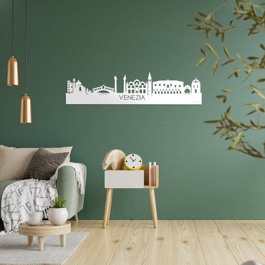 Skyline Venezia Wit glanzend gerecycled kunststof cadeau decoratie relatiegeschenk van WoodWideCities
