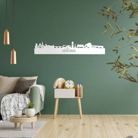 Skyline Verona Wit glanzend gerecycled kunststof cadeau decoratie relatiegeschenk van WoodWideCities