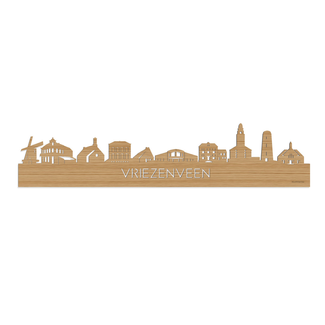 Skyline Vriezenveen Bamboe houten cadeau decoratie relatiegeschenk van WoodWideCities