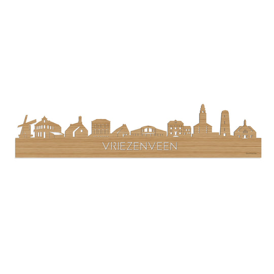 Skyline Vriezenveen Bamboe houten cadeau decoratie relatiegeschenk van WoodWideCities