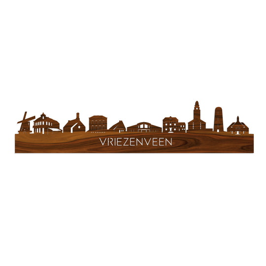 Skyline Vriezenveen Palissander houten cadeau decoratie relatiegeschenk van WoodWideCities
