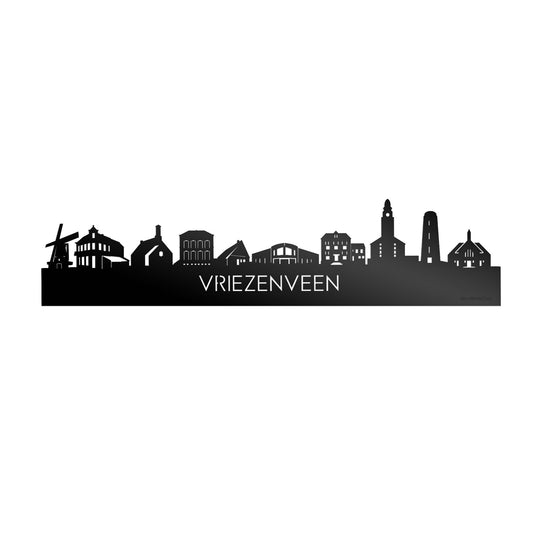 Skyline Vriezenveen Zwart glanzend gerecycled kunststof cadeau decoratie relatiegeschenk van WoodWideCities