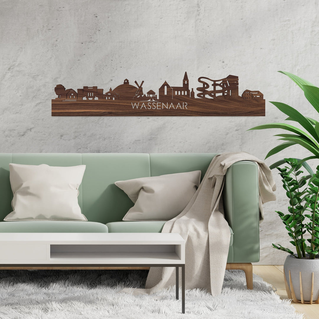 Skyline Wassenaar Noten houten cadeau decoratie relatiegeschenk van WoodWideCities