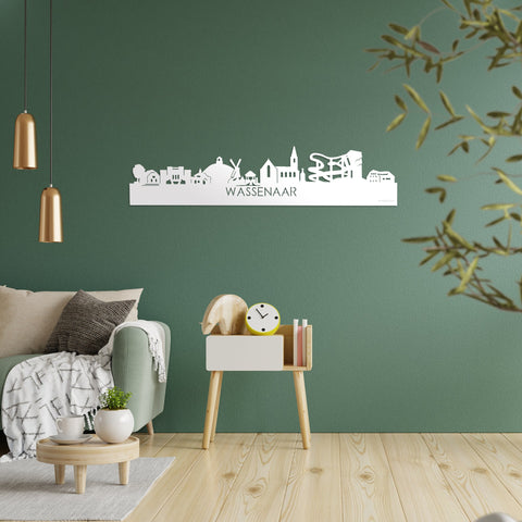 Skyline Wassenaar Wit glanzend gerecycled kunststof cadeau decoratie relatiegeschenk van WoodWideCities
