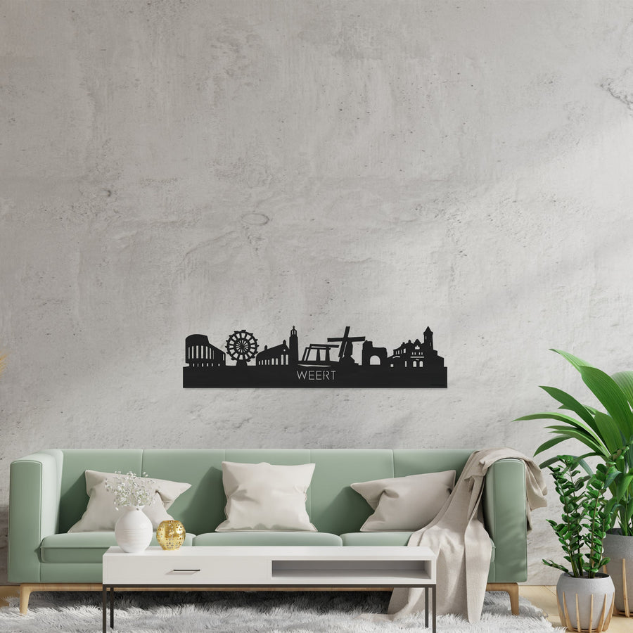 Skyline Weert Zwart houten cadeau decoratie relatiegeschenk van WoodWideCities