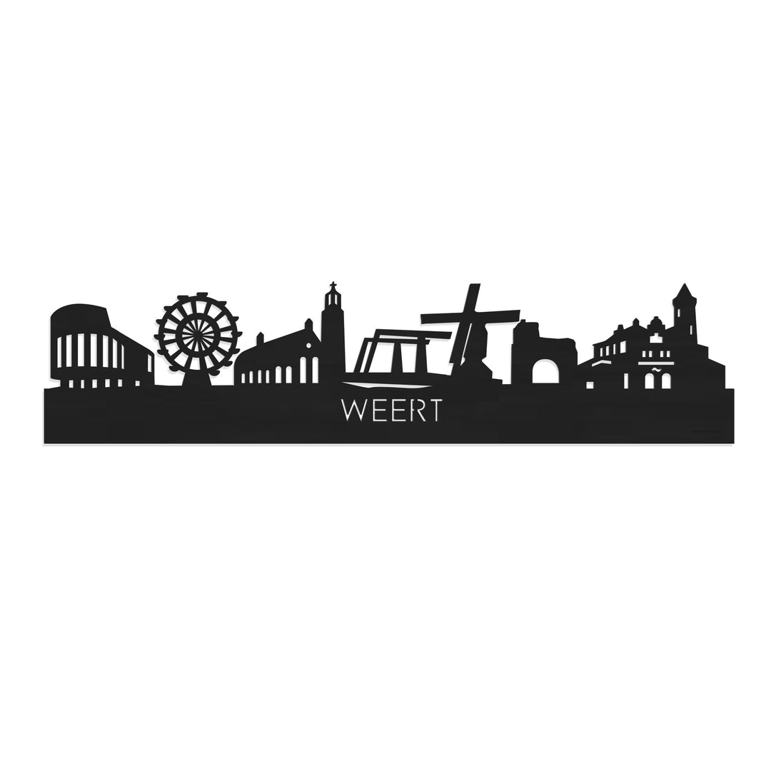 Skyline Weert Zwart houten cadeau decoratie relatiegeschenk van WoodWideCities