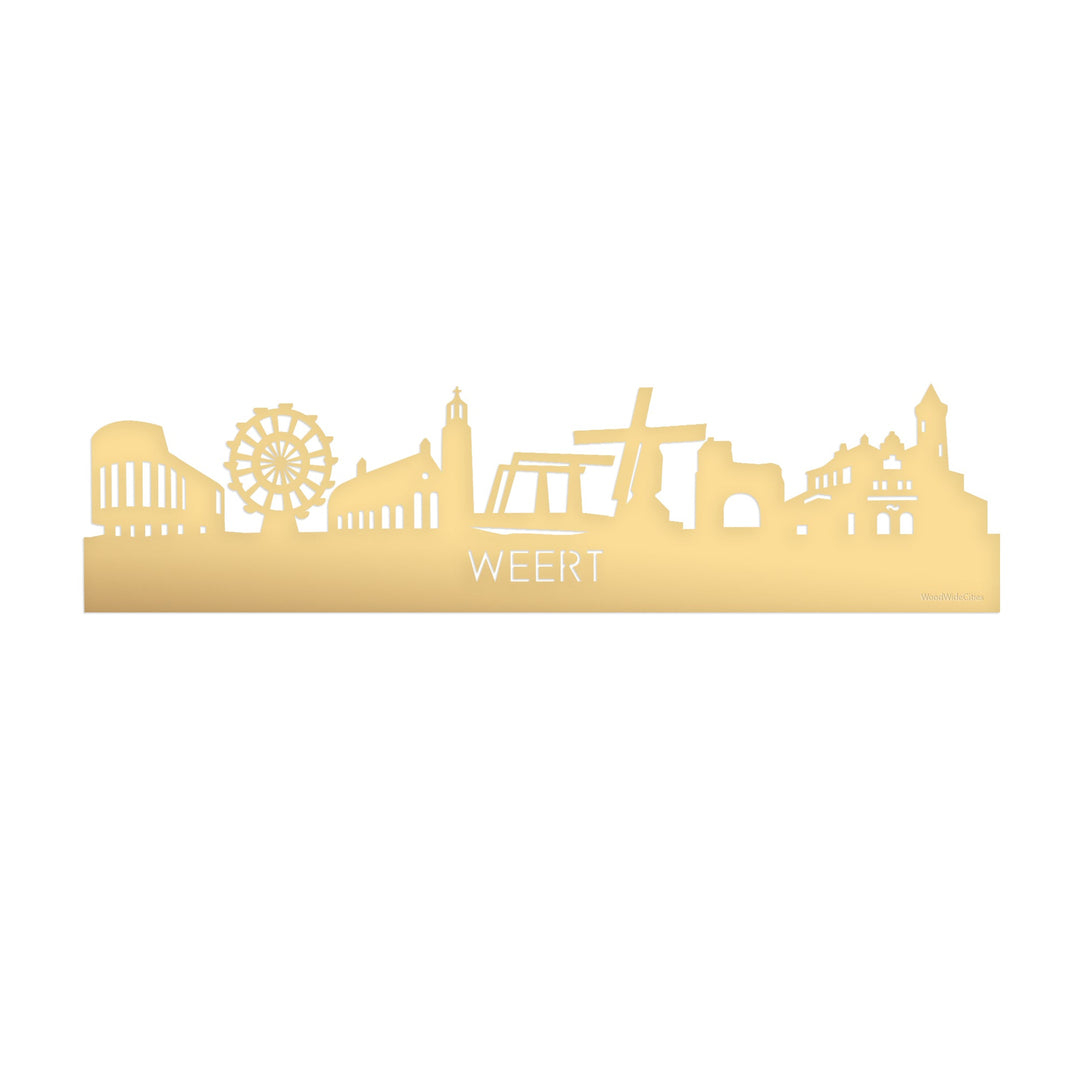 Skyline Weert Metallic Goud gerecycled kunststof cadeau decoratie relatiegeschenk van WoodWideCities