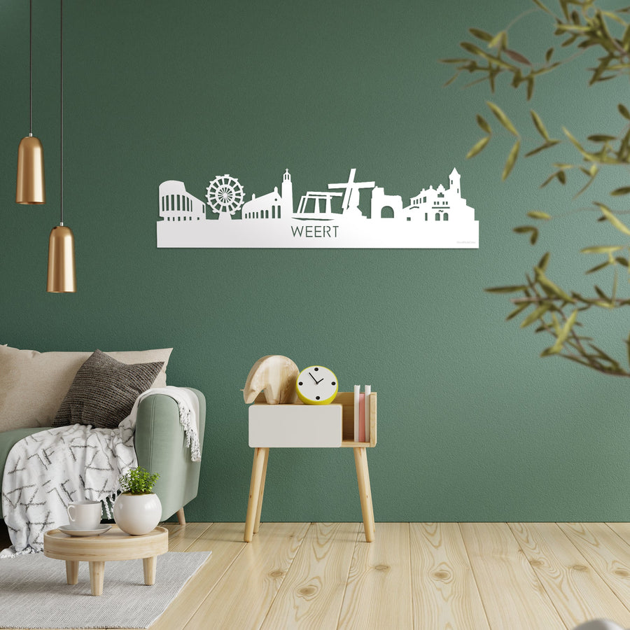 Skyline Weert Wit glanzend gerecycled kunststof cadeau decoratie relatiegeschenk van WoodWideCities