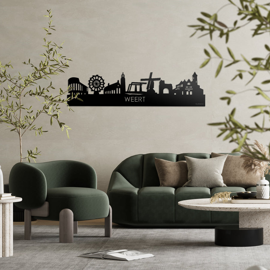 Skyline Weert Zwart glanzend gerecycled kunststof cadeau decoratie relatiegeschenk van WoodWideCities