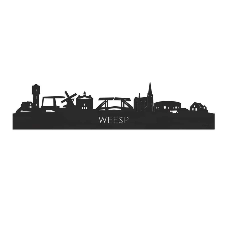 Skyline Weesp Zwart houten cadeau decoratie relatiegeschenk van WoodWideCities