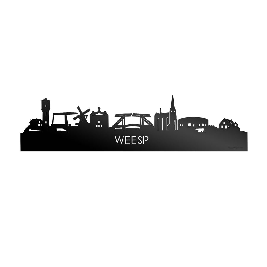 Skyline Weesp Zwart glanzend gerecycled kunststof cadeau decoratie relatiegeschenk van WoodWideCities