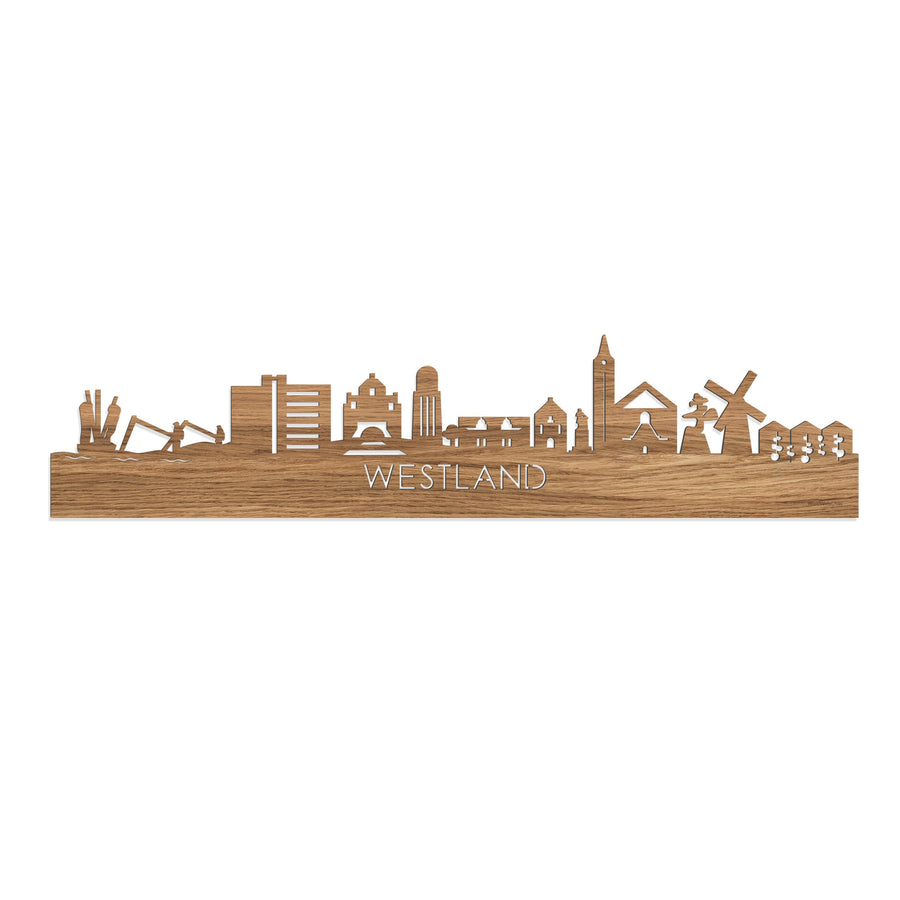 Skyline Westland Eiken houten cadeau decoratie relatiegeschenk van WoodWideCities