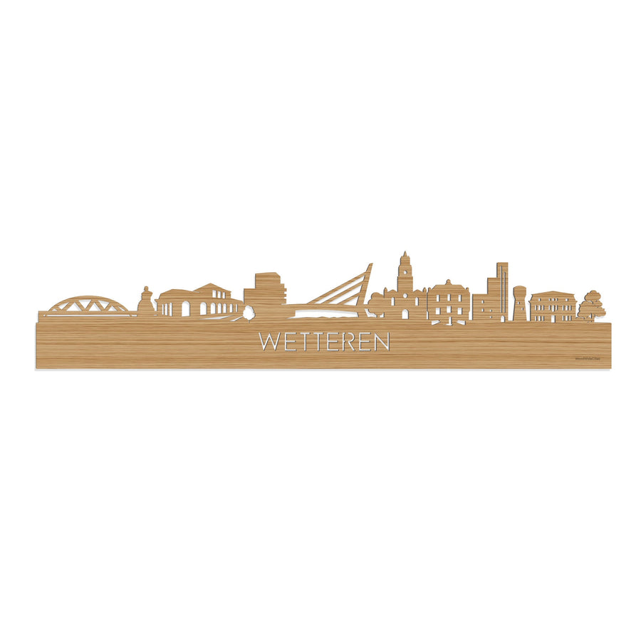 Skyline Wetteren Bamboe houten cadeau decoratie relatiegeschenk van WoodWideCities